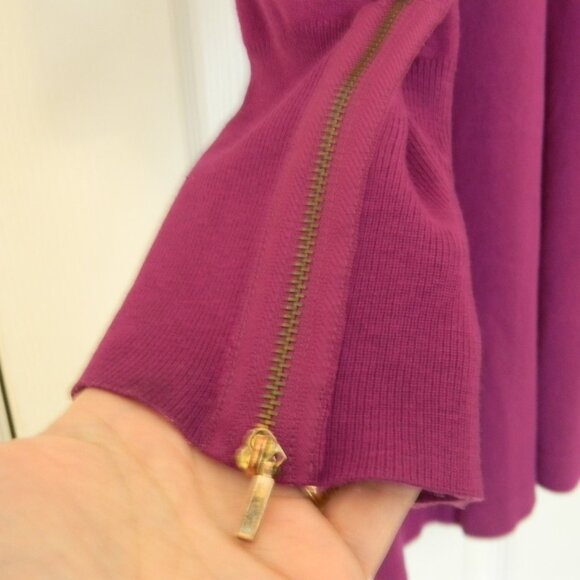 Women’s Alfani 3X Purple Long Sleeve Sweater Cowl Turtleneck Tunic Zippers - Picture 4 of 6